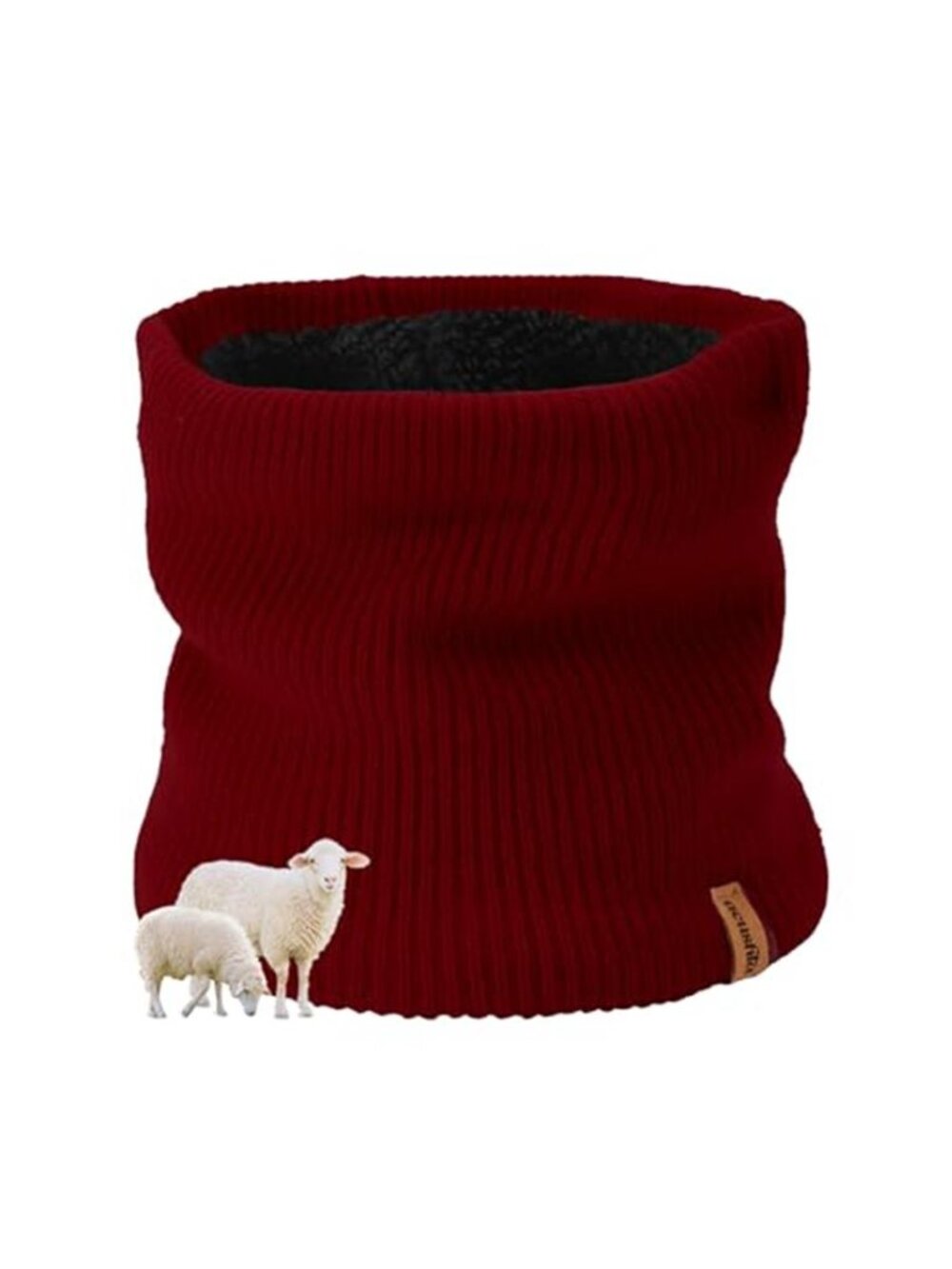 Red Merino Wool Neck Gaiter Fleece Lined Winter Scarf Ski Face Mask